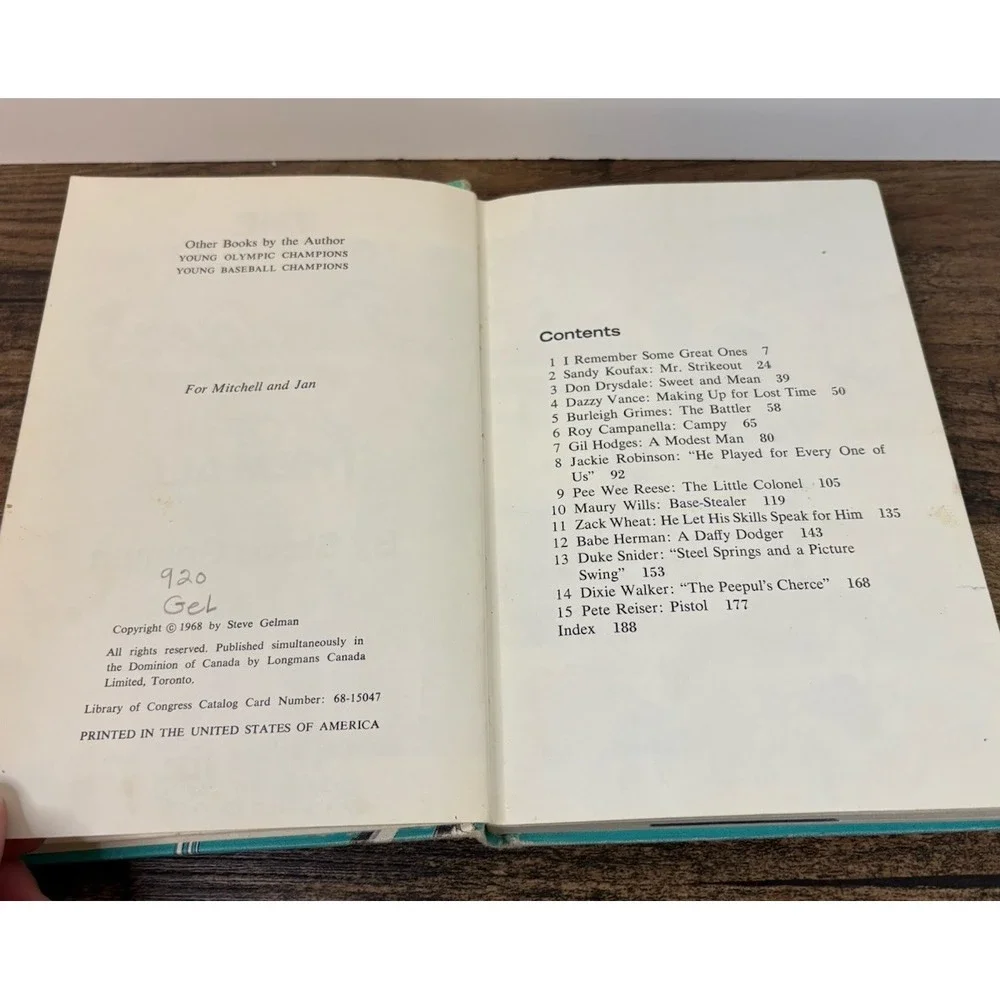 The Greatest Dodgers Of Them All Hardcover Book Steve Gelman 1968 Putnam